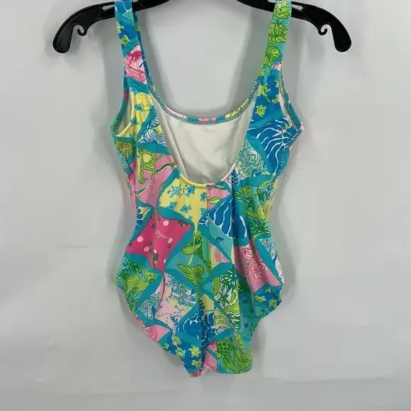 Lily Pulitzer Women's Blue & Pink Print 1 Piece Swimsuit Size Small - Picture 4 of 11